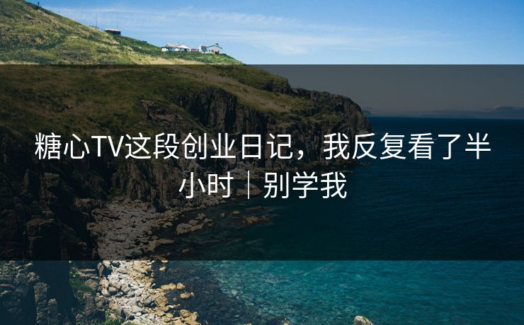 糖心TV这段创业日记，我反复看了半小时｜别学我